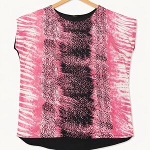 Dex Pink and Black Printed Short Sleeve Top